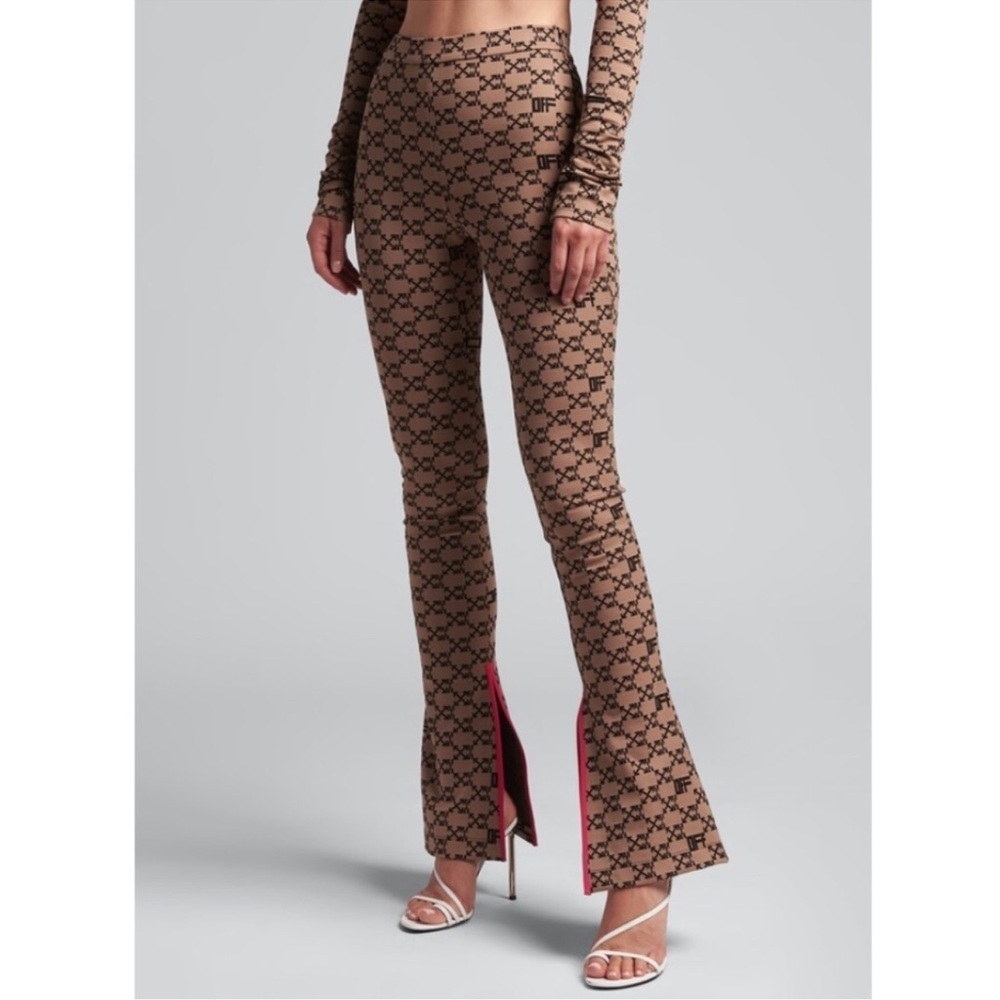 New Off-White Monogram Split Hem Leggings in Brown Size 38 - Picture 4 of 12